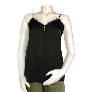 NWT Black Satin Lace Cami Top
